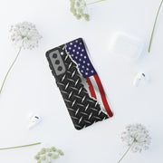 American Flag & Diamond Plate Phone Case - Durable Protection for Patriotic Spirit - Tough Cases