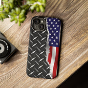American Flag & Diamond Plate Phone Case - Durable Protection for Patriotic Spirit - Tough Cases